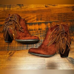 Madden Girl Fringe Ankle Boots, Brown
